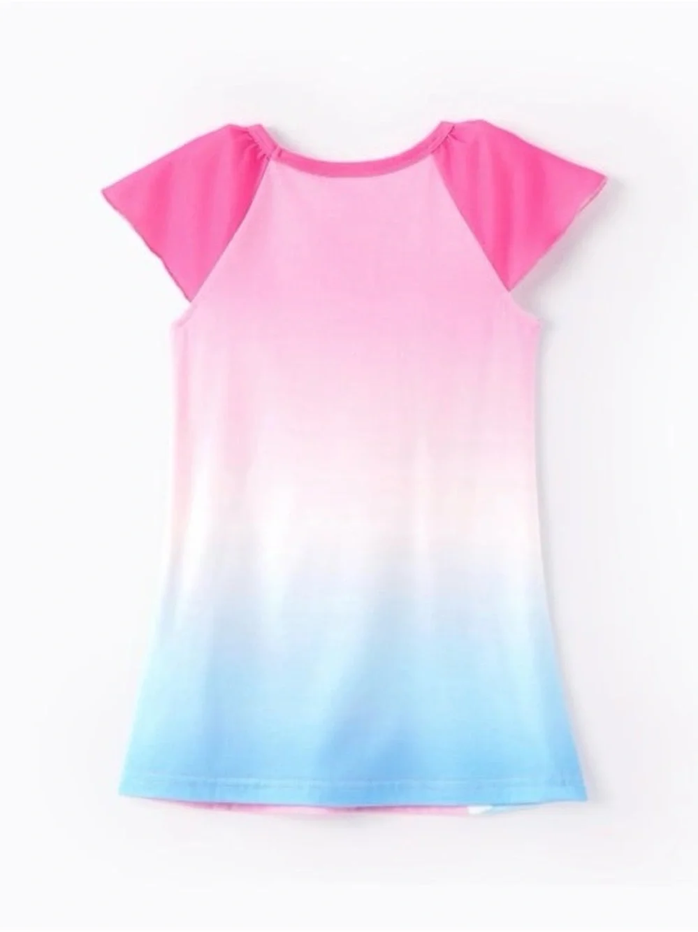Little Pony Girl 1pc Character Rainbow Pattern Ruffled Sleeves Pajama Dress